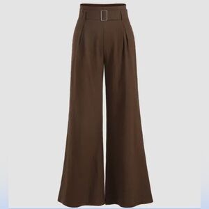 cider brown solid wide leg pants